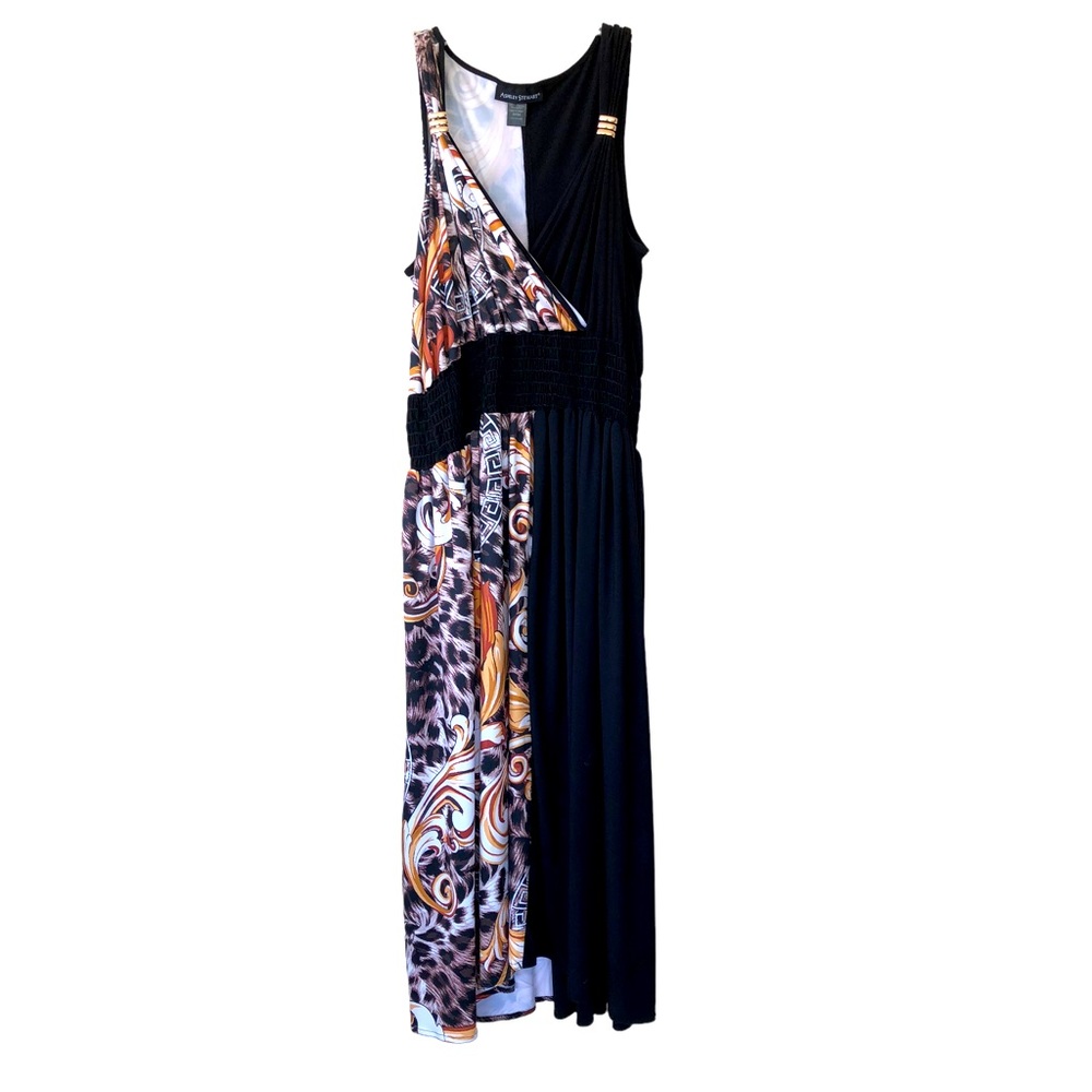 Ashley Stewart Animal Print Sleeveless Elastic Waist Black Dress (Sz: 22/24)